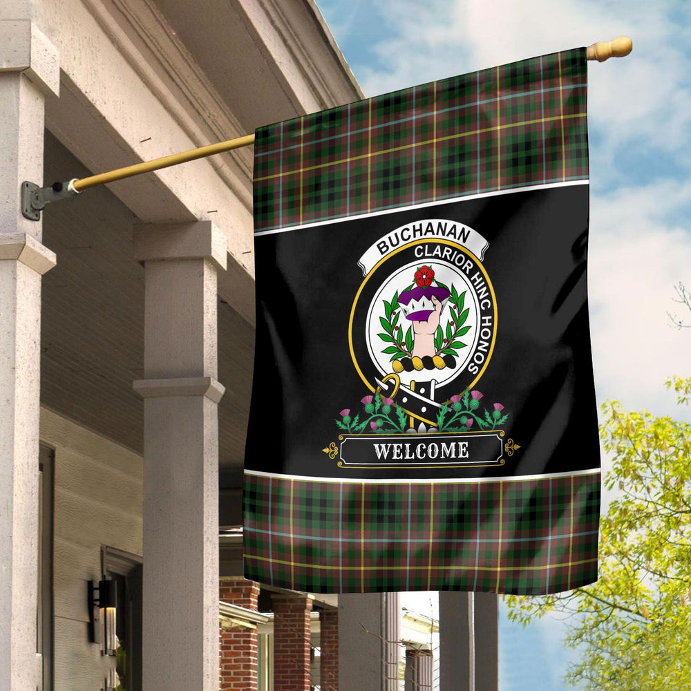 Clan Buchanan Hunting Tartan Crest Garden Flag - Welcome JJ44 Clan Buchanan Tartan Today