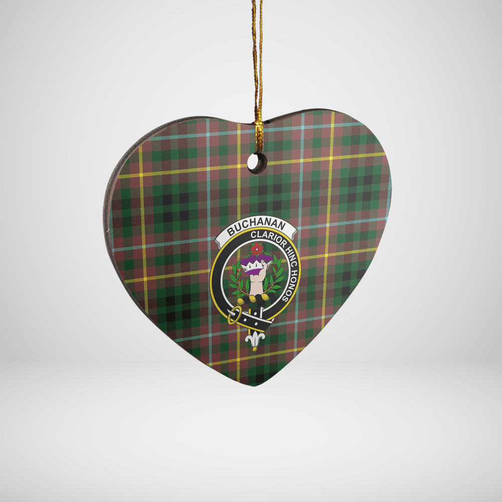 Clan Buchanan Hunting Tartan Crest Heart Ceramic Ornament UT82 Buchanan Hunting Tartan Tartan Christmas