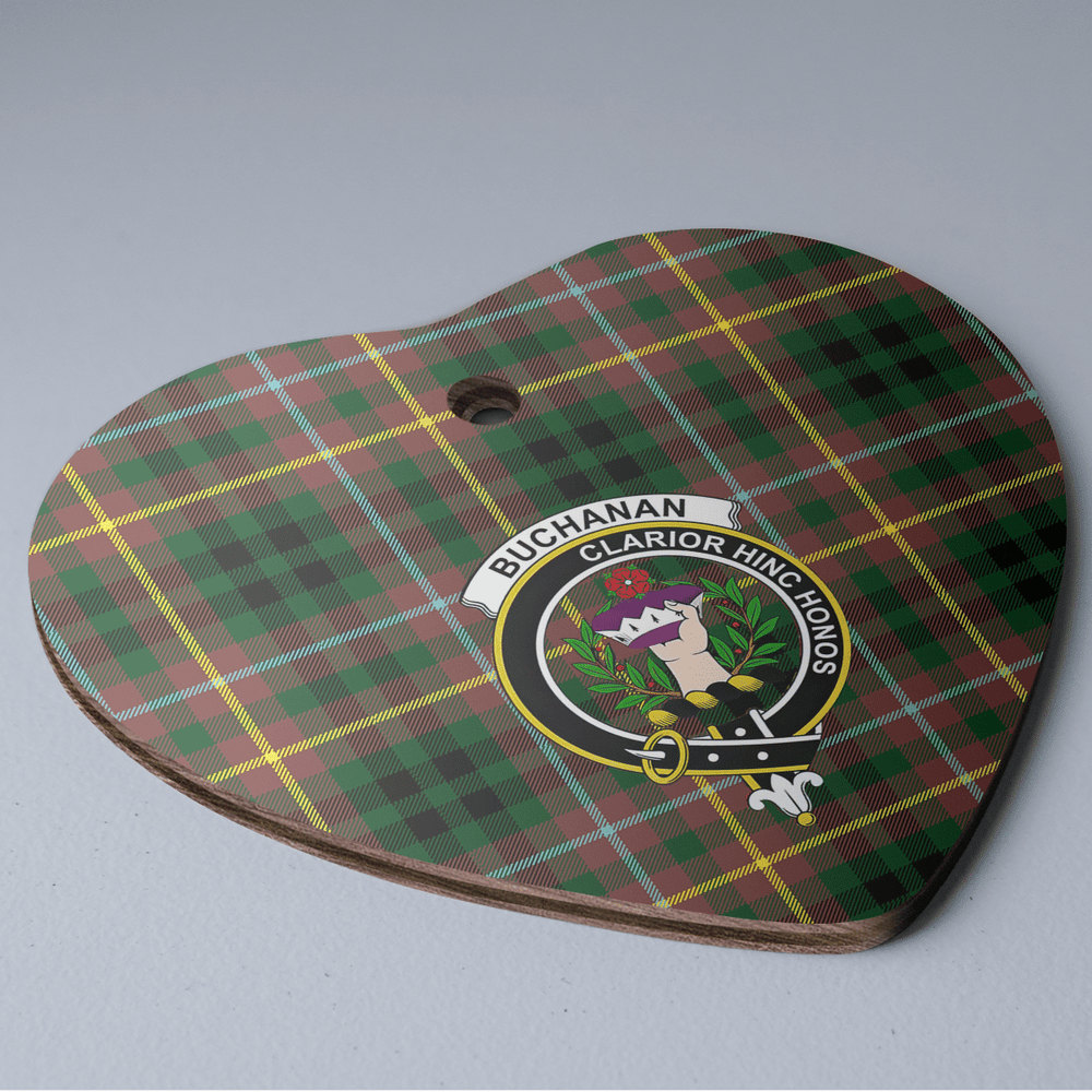 Clan Buchanan Hunting Tartan Crest Heart Ceramic Ornament UT82 Buchanan Hunting Tartan Tartan Christmas