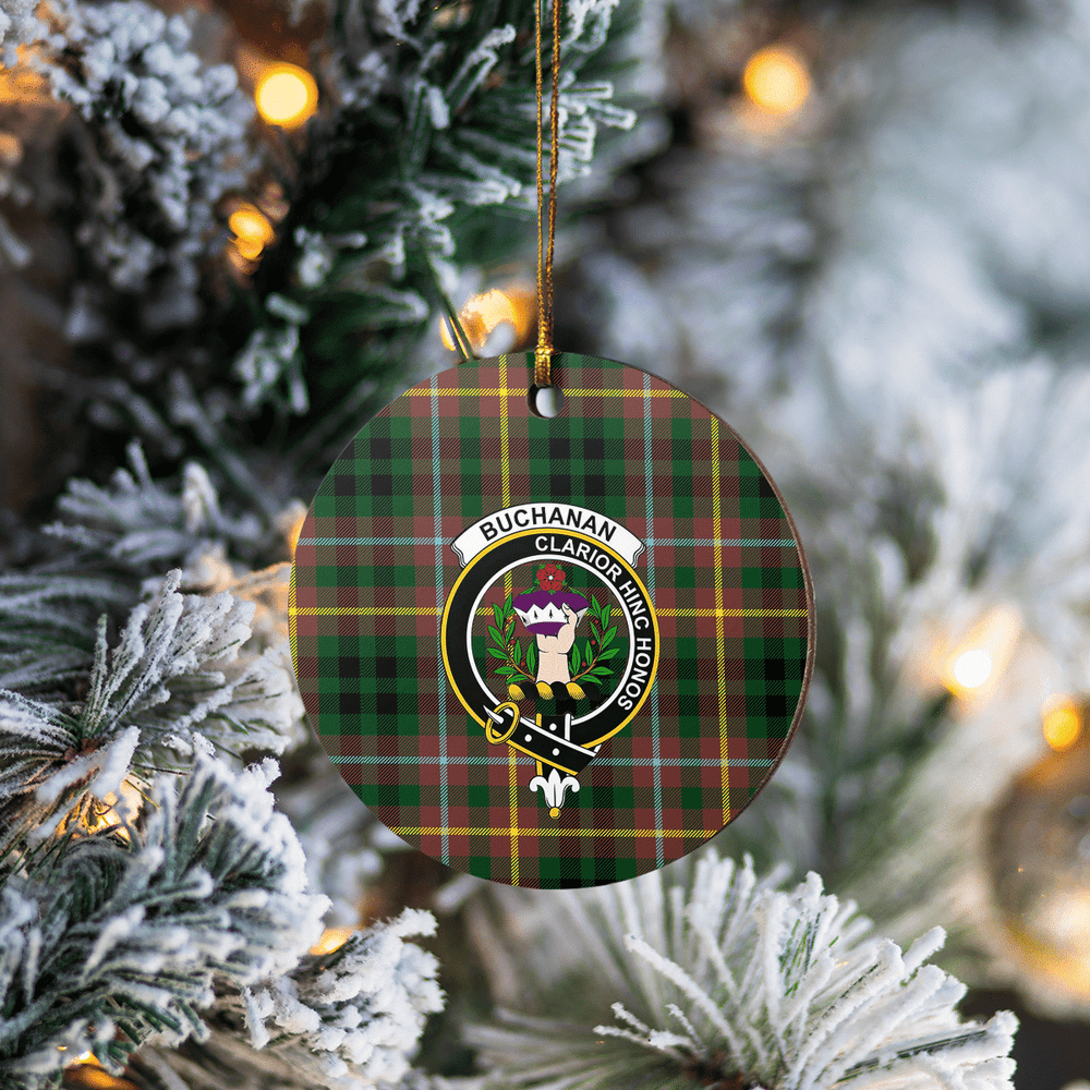 Clan Buchanan Hunting Tartan Crest Round Ceramic Ornament UI94 Buchanan Hunting Tartan Tartan Christmas