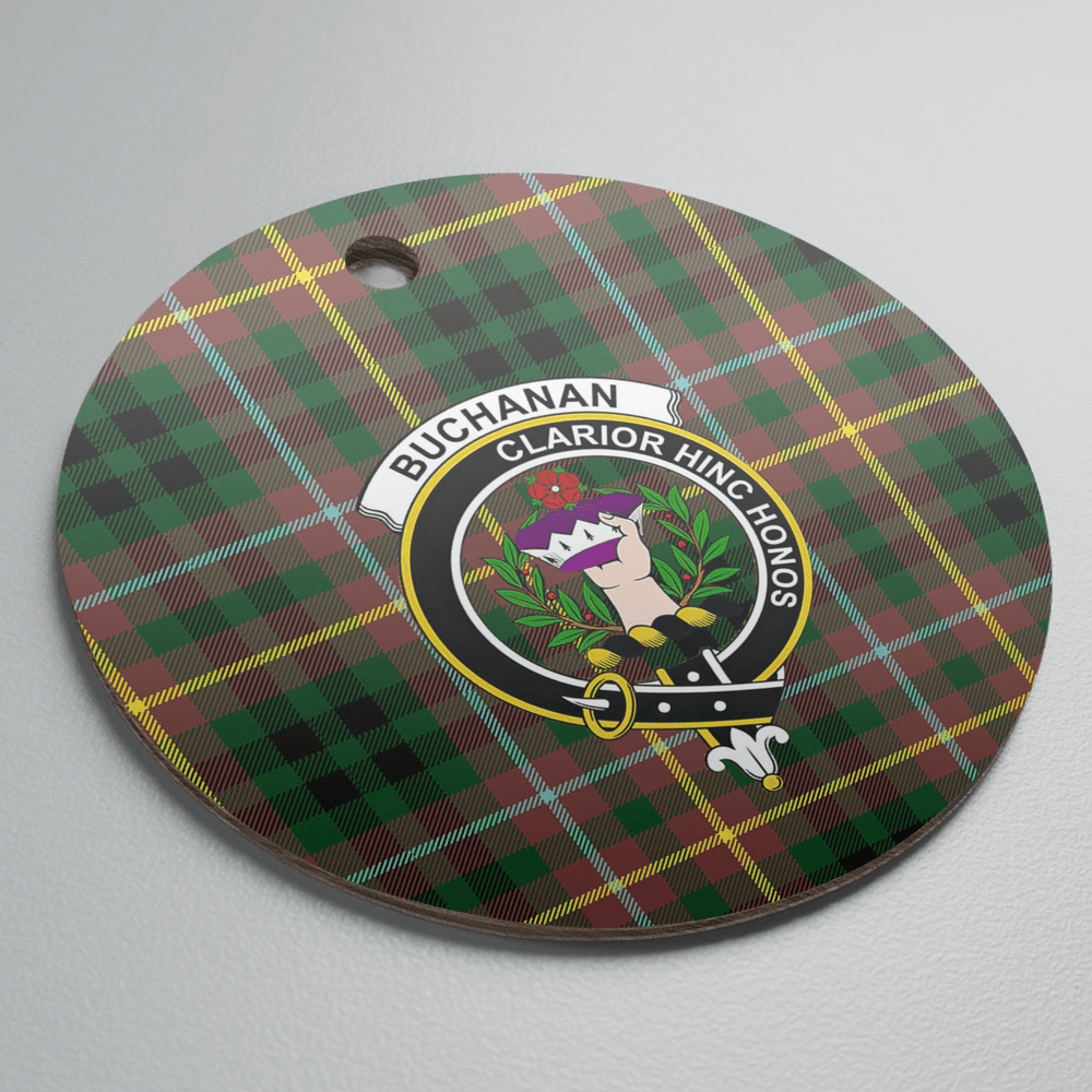 Clan Buchanan Hunting Tartan Crest Round Ceramic Ornament UI94 Buchanan Hunting Tartan Tartan Christmas