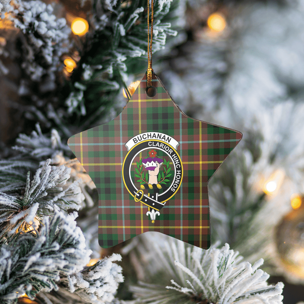 Clan Buchanan Hunting Tartan Crest Star Ceramic Ornament YO80 Buchanan Hunting Tartan Tartan Christmas