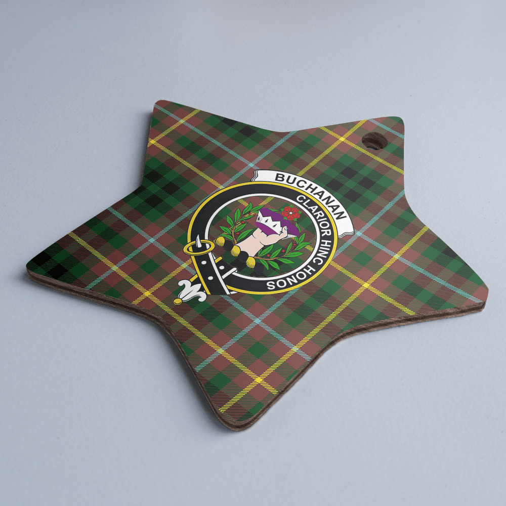 Clan Buchanan Hunting Tartan Crest Star Ceramic Ornament YO80 Buchanan Hunting Tartan Tartan Christmas