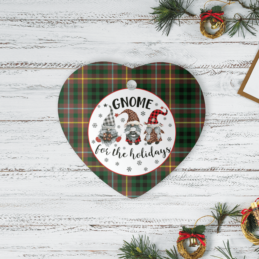 Clan Buchanan Hunting Tartan Gnome Heart Ceramic Ornament ZC27 Buchanan Hunting Tartan Gnome Tartan Christmas