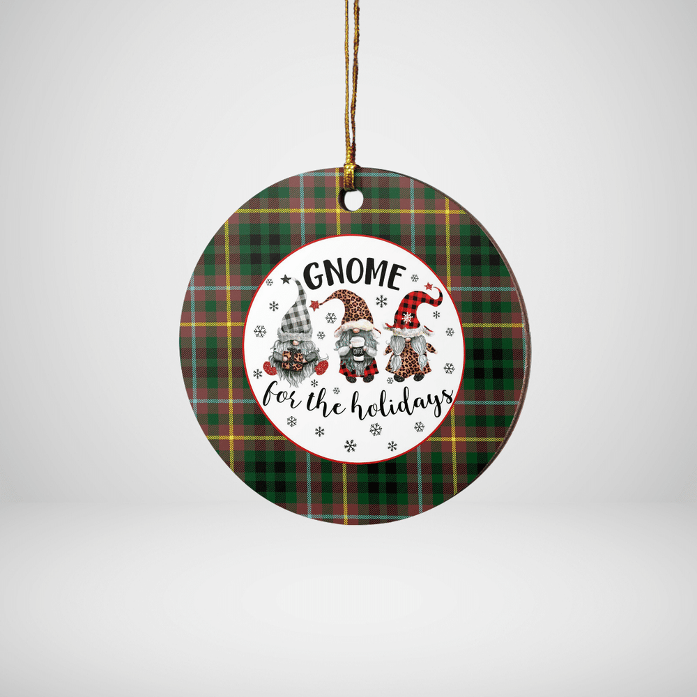 Clan Buchanan Hunting Tartan Gnome Round Ceramic Ornament UW40 Buchanan Hunting Tartan Tartan Christmas