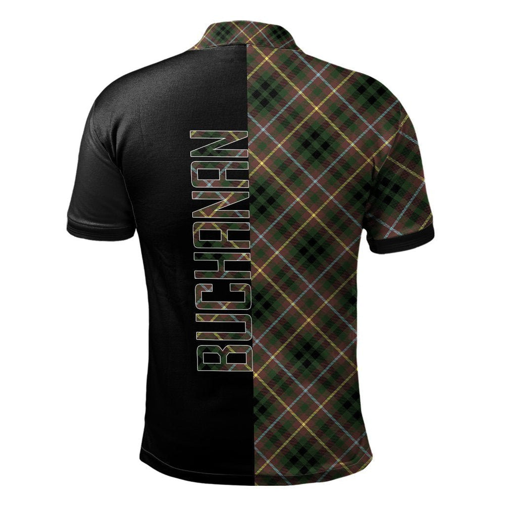 Clan Buchanan Hunting Tartan Polo Shirt Half of Me - Cross Style OF55 Buchanan Hunting Tartan Tartan Polo