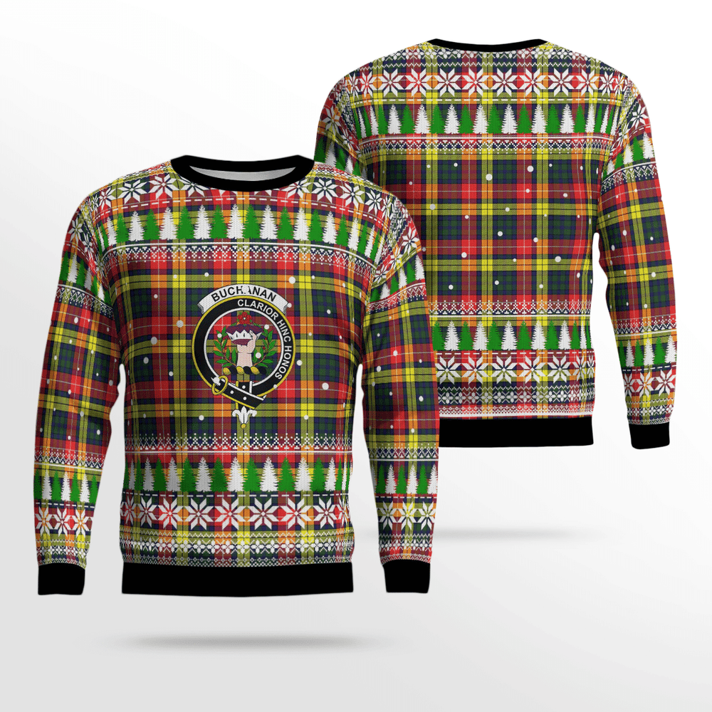 Clan Buchanan Modern Crest Tartan Christmas Ugly Sweater BV50 Buchanan Modern Crest Tartan Tartan Ugly Sweater