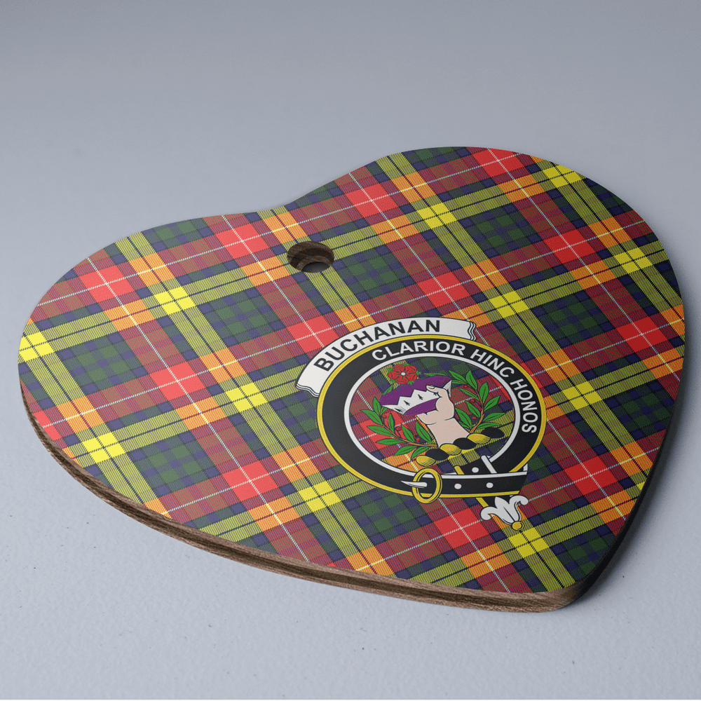 Clan Buchanan Modern Tartan Crest Heart Ceramic Ornament JH40 Buchanan Modern Tartan Tartan Christmas