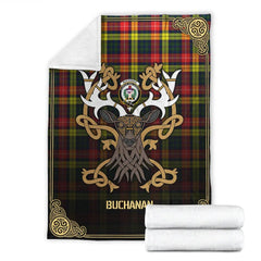 Clan Buchanan Modern Tartan Crest Premium Blanket Celtic Stag Style XI71 Clan Buchanan Tartan Today