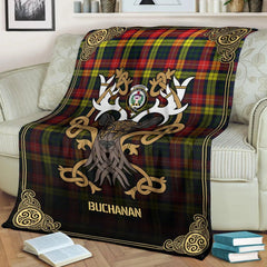 Clan Buchanan Modern Tartan Crest Premium Blanket Celtic Stag Style XI71 Clan Buchanan Tartan Today