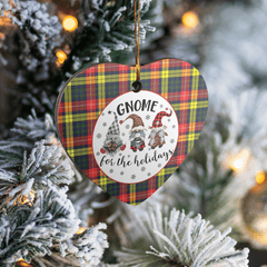 Clan Buchanan Modern Tartan Gnome Heart Ceramic Ornament IF65 Buchanan Modern Tartan Gnome Tartan Christmas