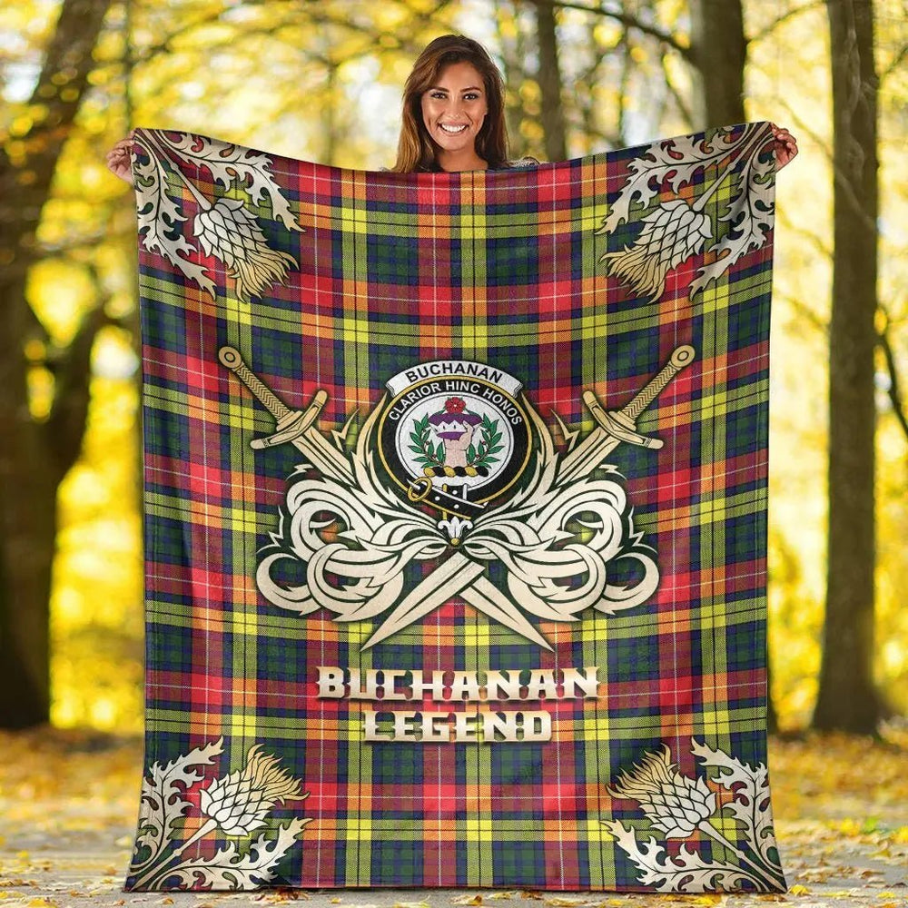 Clan Buchanan Modern Tartan Gold Courage Symbol Blanket AC33 Clan Buchanan Tartan Today