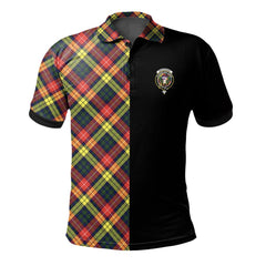 Clan Buchanan Modern Tartan Polo Shirt Half of Me - Cross Style QX74 Buchanan Modern Tartan Tartan Polo
