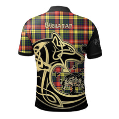 Clan Buchanan Modern Tartan Polo Shirt Viking Wolf RG99 Buchanan Modern Tartan Tartan Polo