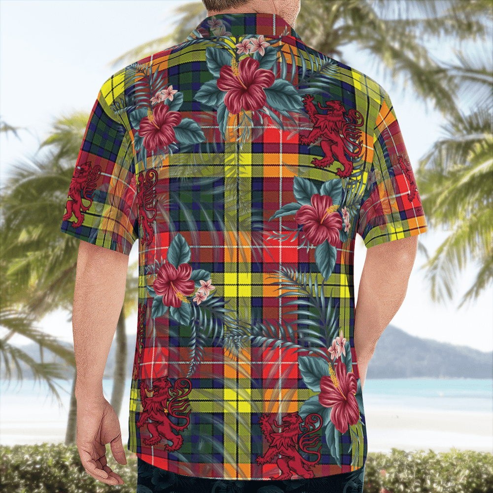 Clan Buchanan Modern Tartan Scottish Lion Hawaiian Shirt RW76 Buchanan Modern Tartan Tartan Hawaii Shirt