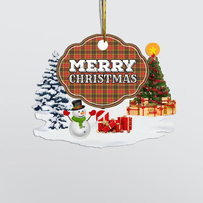 Clan Buchanan Old Set Weathered "Merry Christmas" Tartan Acrylic Ornament