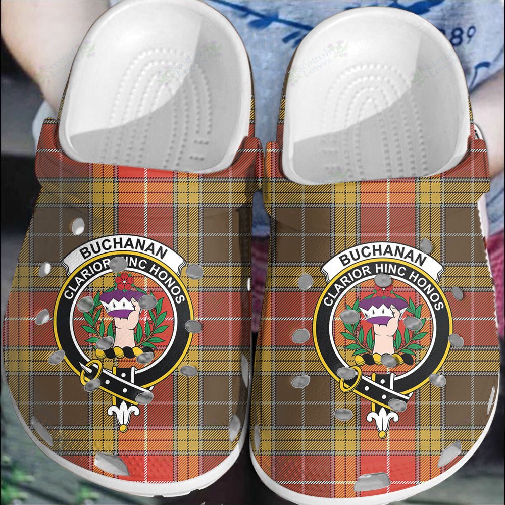 Clan Buchanan Old Set Weathered Tartan Crest Clogs Classic AP19 Buchanan Old Set Weathered Tartan Tartan Today
