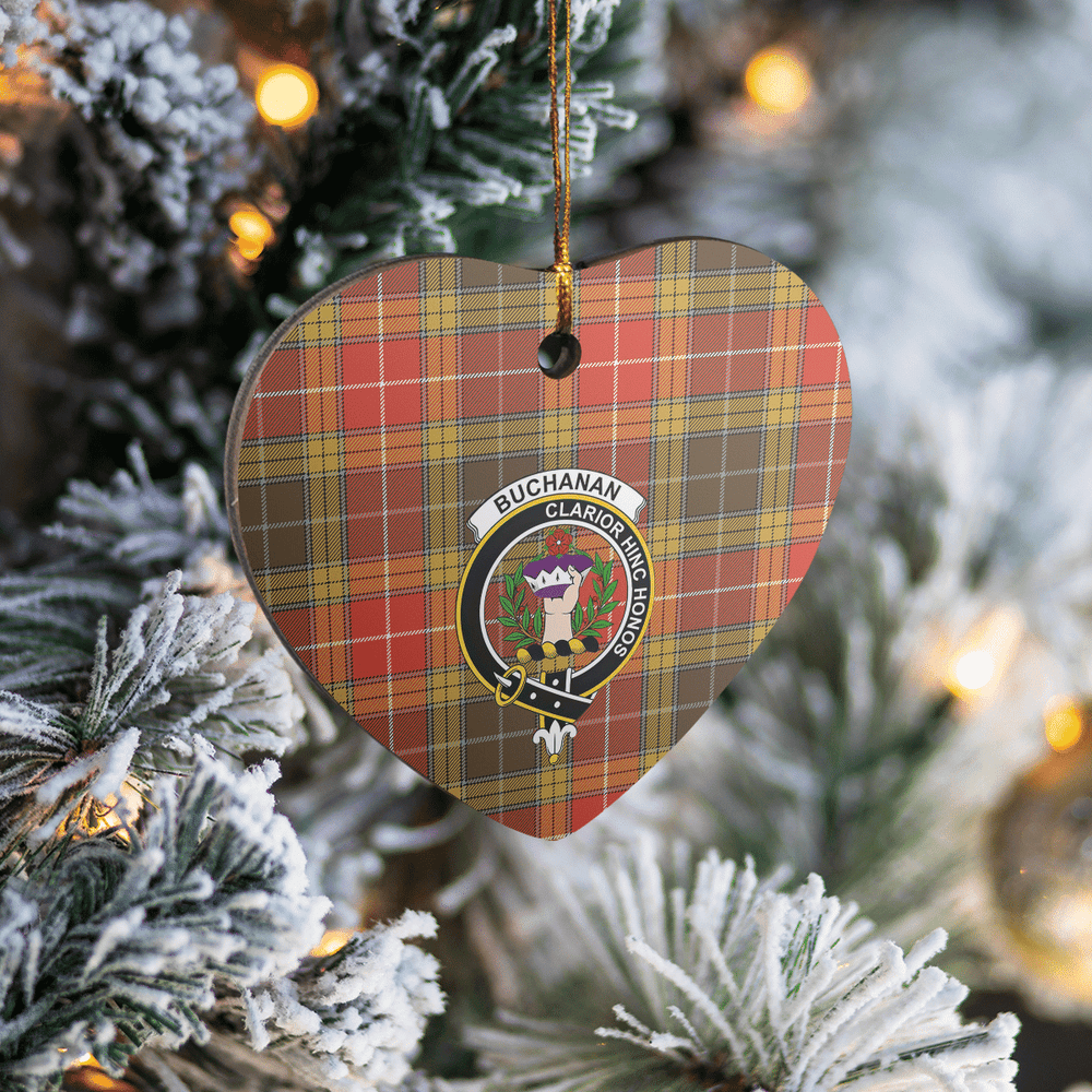Clan Buchanan Old Set Weathered Tartan Crest Heart Ceramic Ornament RG63 Buchanan Old Set Weathered Tartan Tartan Christmas