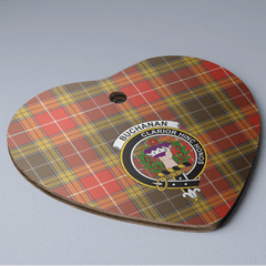 Clan Buchanan Old Set Weathered Tartan Crest Heart Ceramic Ornament RG63 Buchanan Old Set Weathered Tartan Tartan Christmas