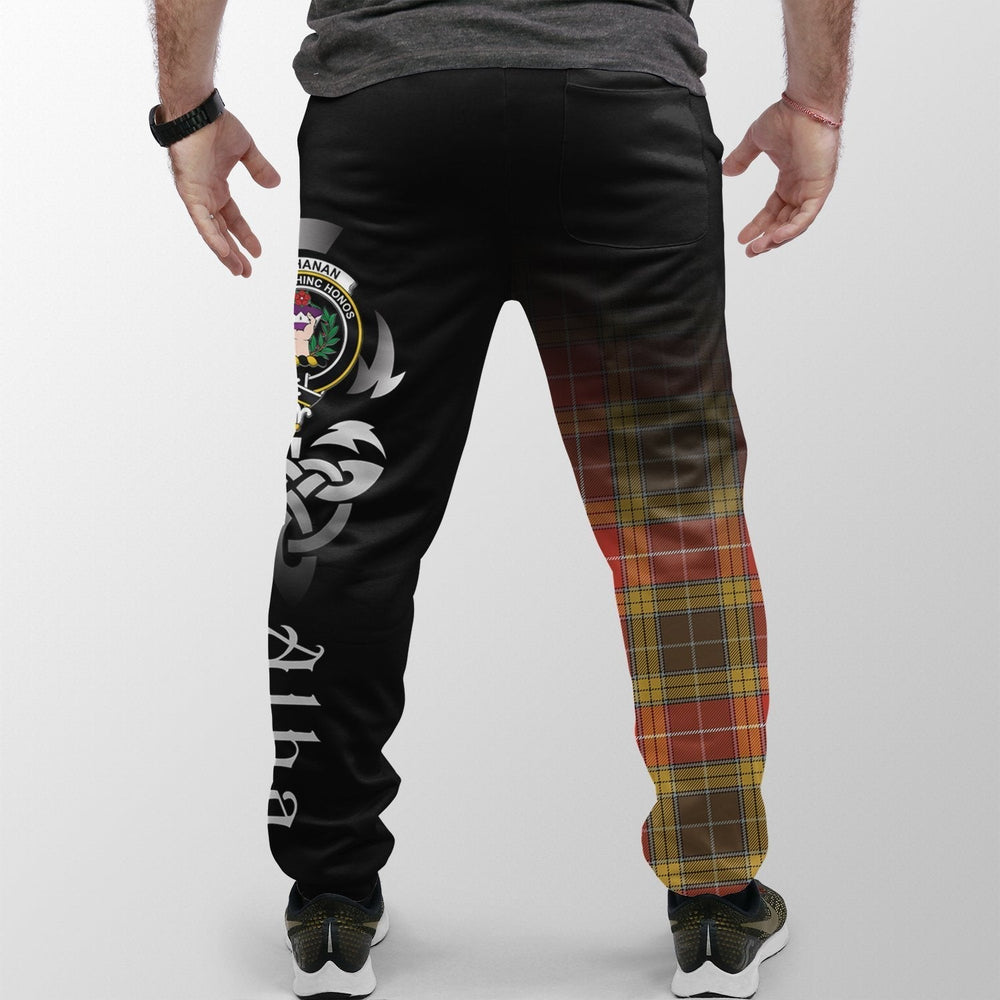 Clan Buchanan Old Set Weathered Tartan Crest Jogger Sweatpants Alba Celtic Style SS75 Clan Buchanan Tartan Today