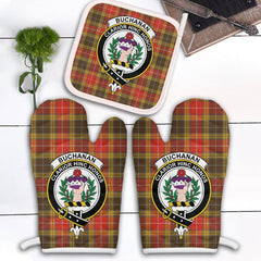 Clan Buchanan Old Set Weathered Tartan Crest Oven Mitt And Pot Holder (2 Oven Mitts + 1 Pot Holder) RW19 Clan Buchanan Tartan Today