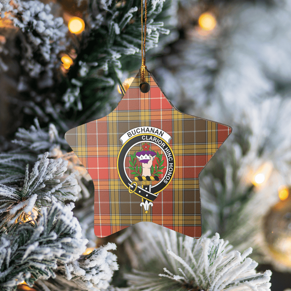 Clan Buchanan Old Set Weathered Tartan Crest Star Ceramic Ornament QR75 Buchanan Old Set Weathered Tartan Tartan Christmas