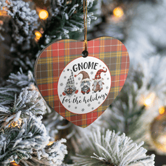 Clan Buchanan Old Set Weathered Tartan Gnome Heart Ceramic Ornament XA62 Buchanan Old Set Weathered Tartan Gnome Tartan Christmas