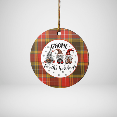 Clan Buchanan Old Set Weathered Tartan Gnome Round Ceramic Ornament