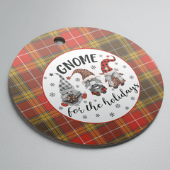 Clan Buchanan Old Set Weathered Tartan Gnome Round Ceramic Ornament SI55 Buchanan Old Set Weathered Tartan Tartan Christmas