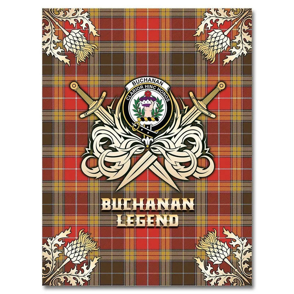 Clan Buchanan Old Set Weathered Tartan Gold Courage Symbol Blanket GH12 Clan Buchanan Tartan Today