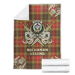 Clan Buchanan Old Set Weathered Tartan Gold Courage Symbol Blanket GH12 Clan Buchanan Tartan Today