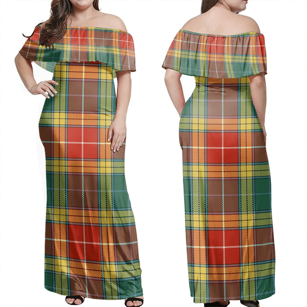 Clan Buchanan Old Set Weathered Tartan Hawaii Dress DE75 Clan Buchanan Tartan Hawaii Dress