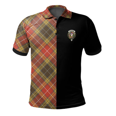 Clan Buchanan Old Set Weathered Tartan Polo Shirt Half of Me - Cross Style