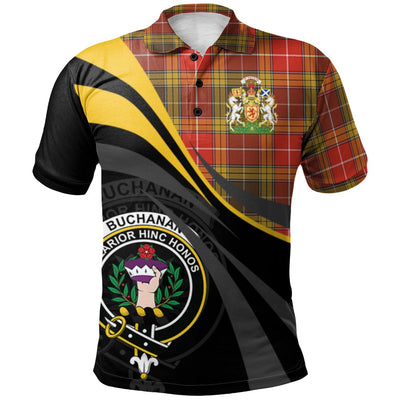 Clan Buchanan Old Set Weathered Tartan Polo Shirt - Royal Coat Of Arms Style