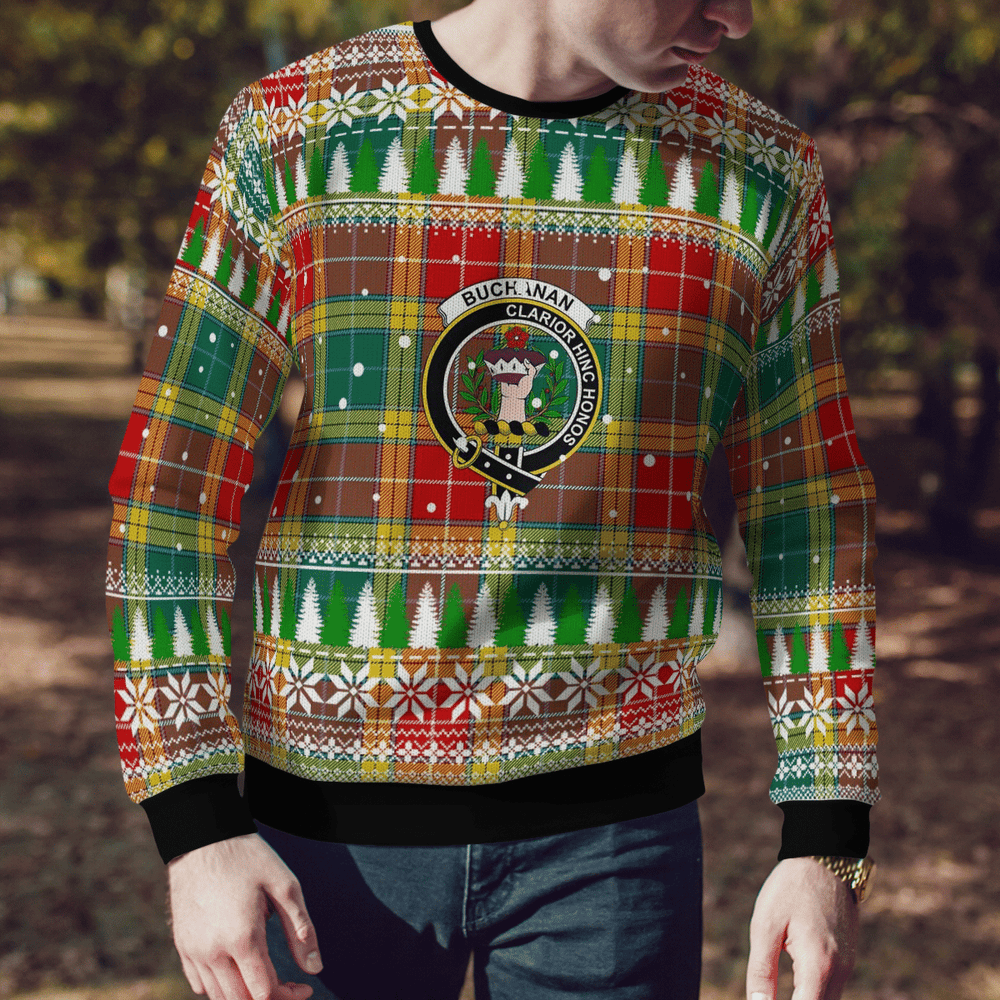 Clan Buchanan Old Sett Crest Tartan Christmas Ugly Sweater PE46 Buchanan Old Sett Crest Tartan Tartan Ugly Sweater