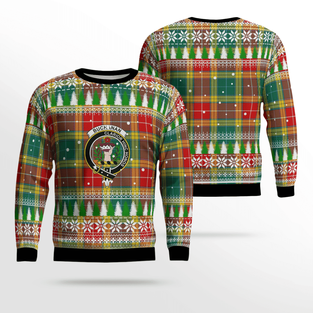 Clan Buchanan Old Sett Crest Tartan Christmas Ugly Sweater PE46 Buchanan Old Sett Crest Tartan Tartan Ugly Sweater