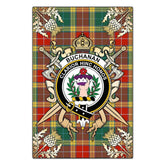 Clan Buchanan Old Sett Tartan Crest Black Garden Flag - Gold Thistle XP44 Clan Buchanan Tartan Today