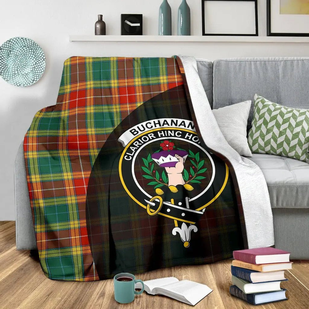 Clan Buchanan Old Sett Tartan Crest Blanket Wave Style GZ16 Clan Buchanan Tartan Today
