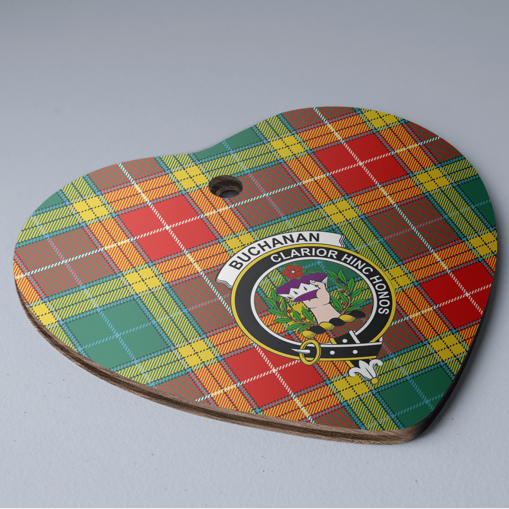 Clan Buchanan Old Sett Tartan Crest Heart Ceramic Ornament ZA38 Buchanan Old Sett Tartan Tartan Christmas