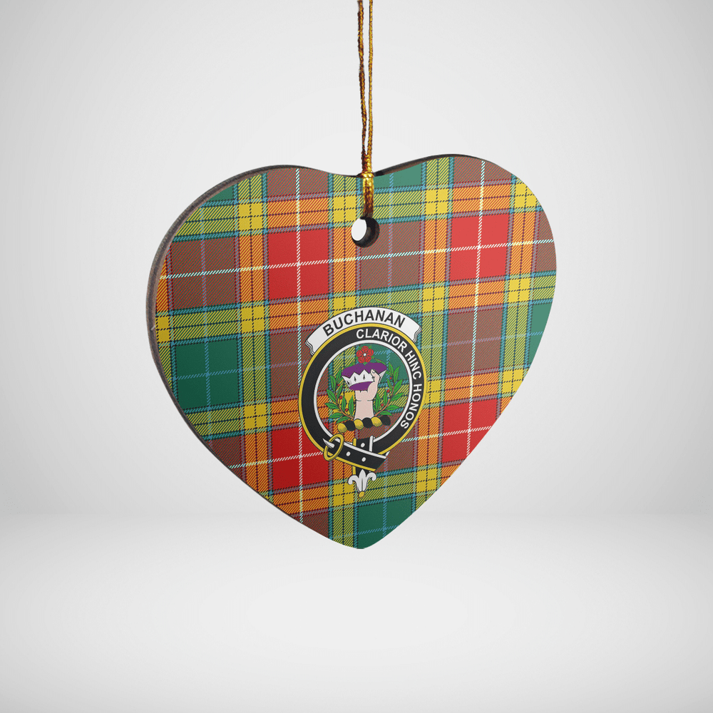 Clan Buchanan Old Sett Tartan Crest Heart Ceramic Ornament ZA38 Buchanan Old Sett Tartan Tartan Christmas