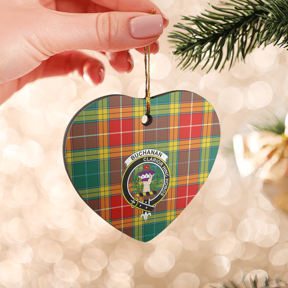 Clan Buchanan Old Sett Tartan Crest Heart Ceramic Ornament ZA38 Buchanan Old Sett Tartan Tartan Christmas