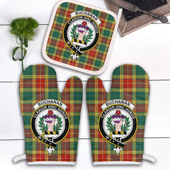 Clan Buchanan Old Sett Tartan Crest Oven Mitt And Pot Holder (2 Oven Mitts + 1 Pot Holder) KM33 Clan Buchanan Tartan Today