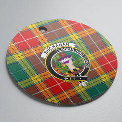 Clan Buchanan Old Sett Tartan Crest Round Ceramic Ornament LE72 Buchanan Old Sett Tartan Tartan Christmas