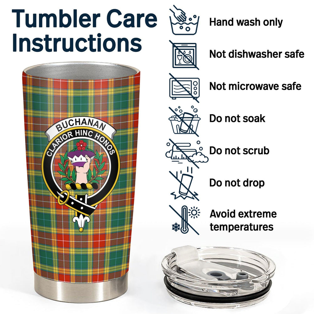 Clan Buchanan Old Sett Tartan Crest Tumbler YJ72 Clan Buchanan Tartan Today
