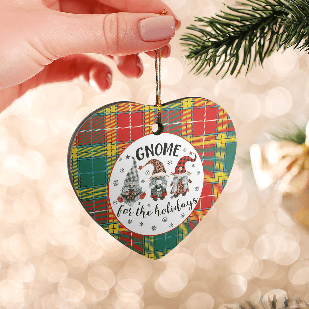 Clan Buchanan Old Sett Tartan Gnome Heart Ceramic Ornament HF82 Buchanan Old Sett Tartan Gnome Tartan Christmas