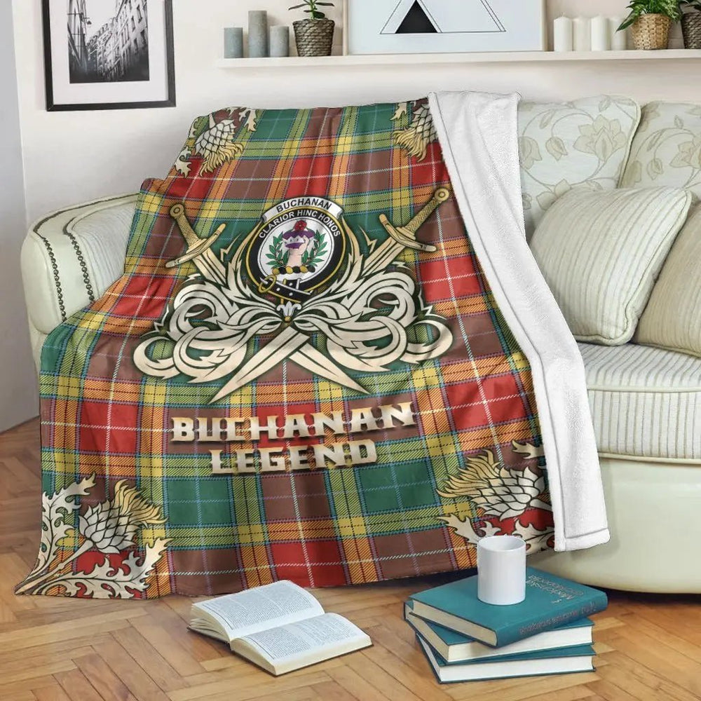 Clan Buchanan Old Sett Tartan Gold Courage Symbol Blanket BD13 Clan Buchanan Tartan Today
