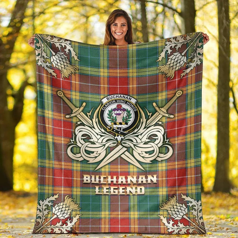 Clan Buchanan Old Sett Tartan Gold Courage Symbol Blanket BD13 Clan Buchanan Tartan Today