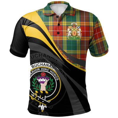 Clan Buchanan Old Sett Tartan Polo Shirt - Royal Coat Of Arms Style