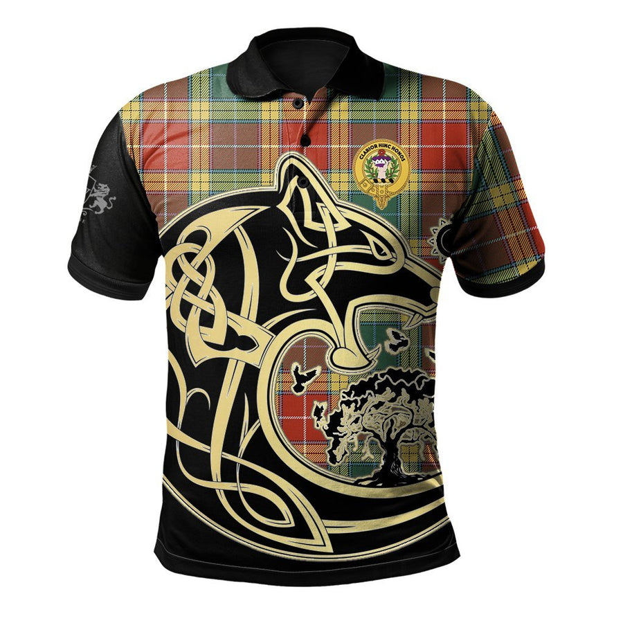 Clan Buchanan Old Sett Tartan Polo Shirt Viking Wolf BC42 Buchanan Old Sett Tartan Tartan Polo