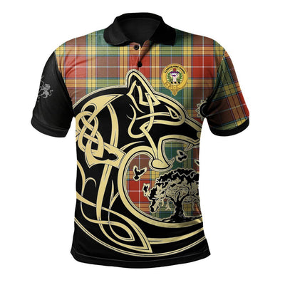Clan Buchanan Old Sett Tartan Polo Shirt Viking Wolf